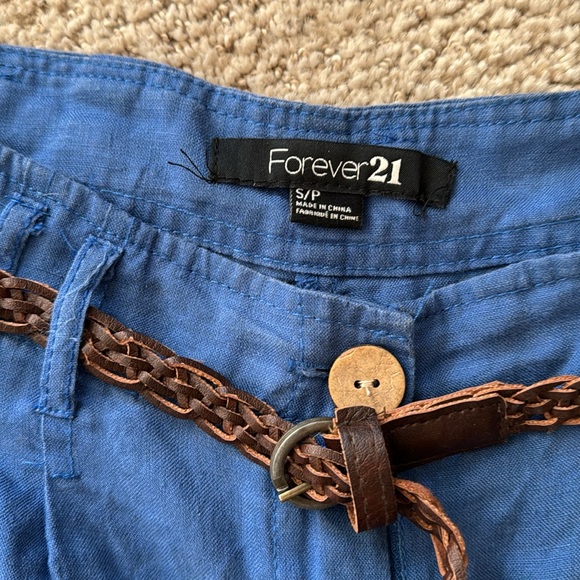 Blue belted Linen shorts Forever 21 - Picture 2 of 3